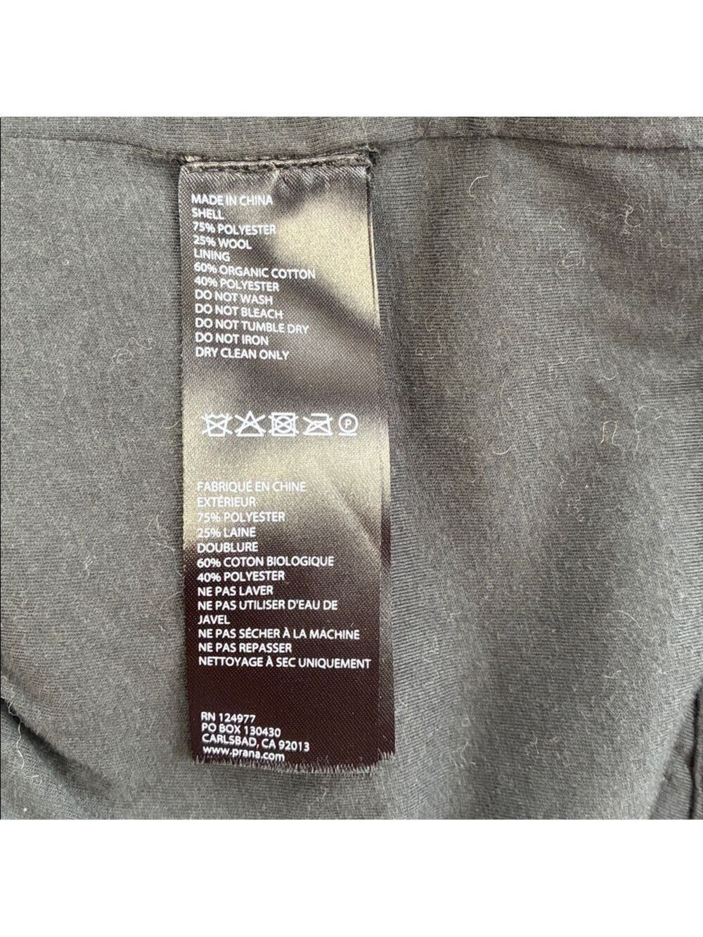 Prana Sakari Jacket Wool Sherpa Lined Shacket Coat Black White Herringbone L - Picture 11 of 12